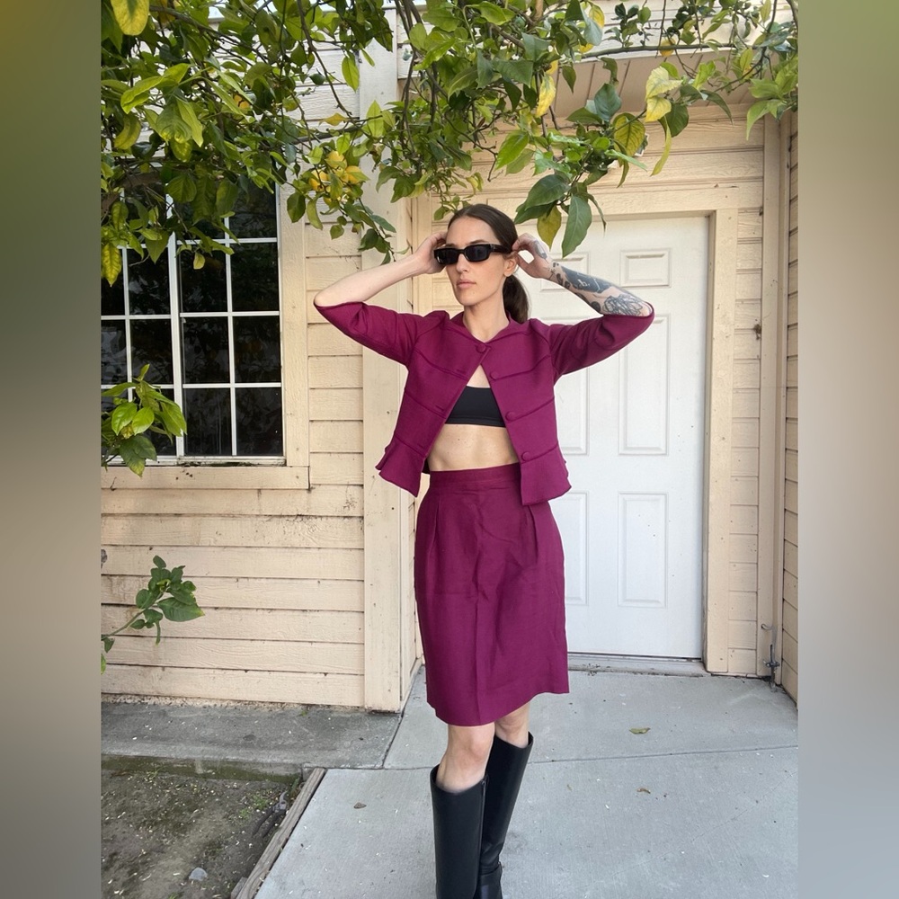Mariani - Vintage Linnen Magenta Skirt